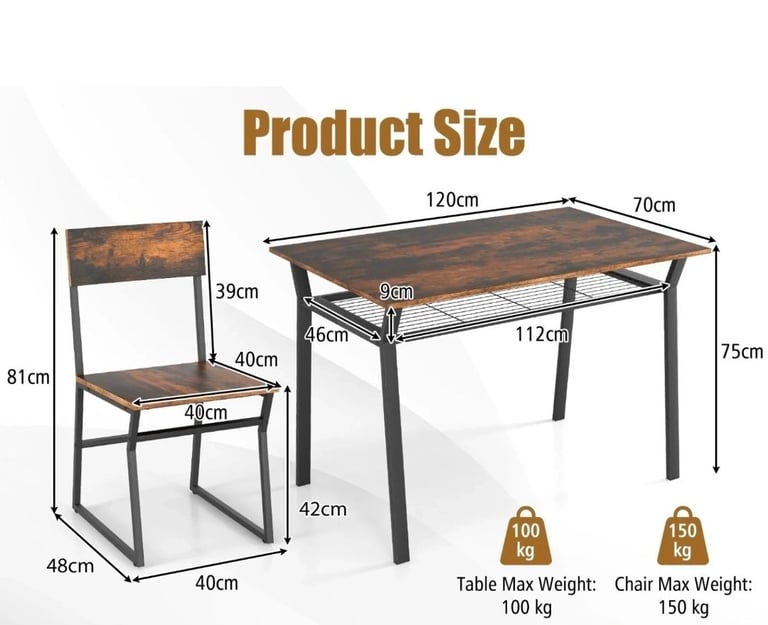 5 Piece Dining Table Set Kitchen Table and 4 Chairs Rectangular Table