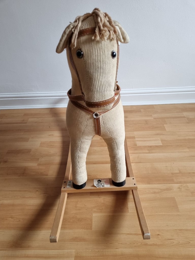 Corduroy rocking horse on wooden frame made by ELF Toys (used)