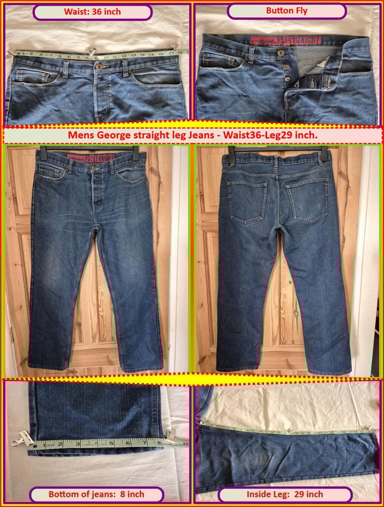 Mens George straight leg jeans Waist36-Leg29 inch.