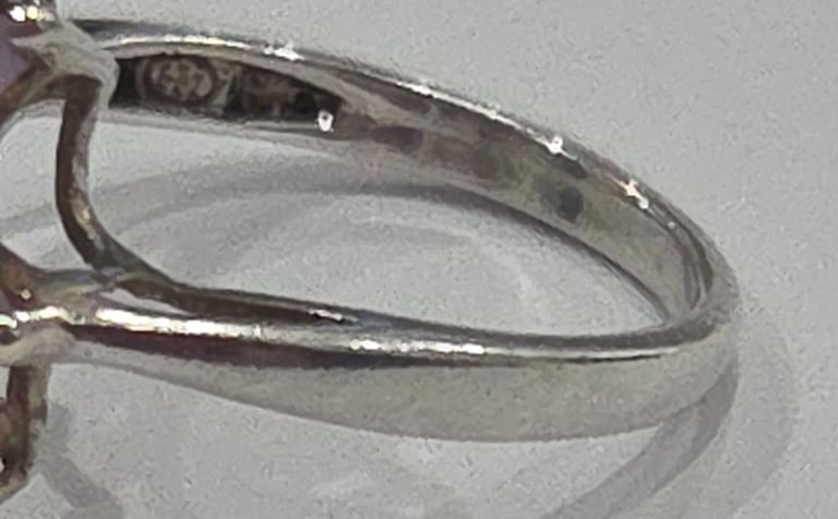 Beautiful sterling silver lavender jade and amethyst cluster ring size N