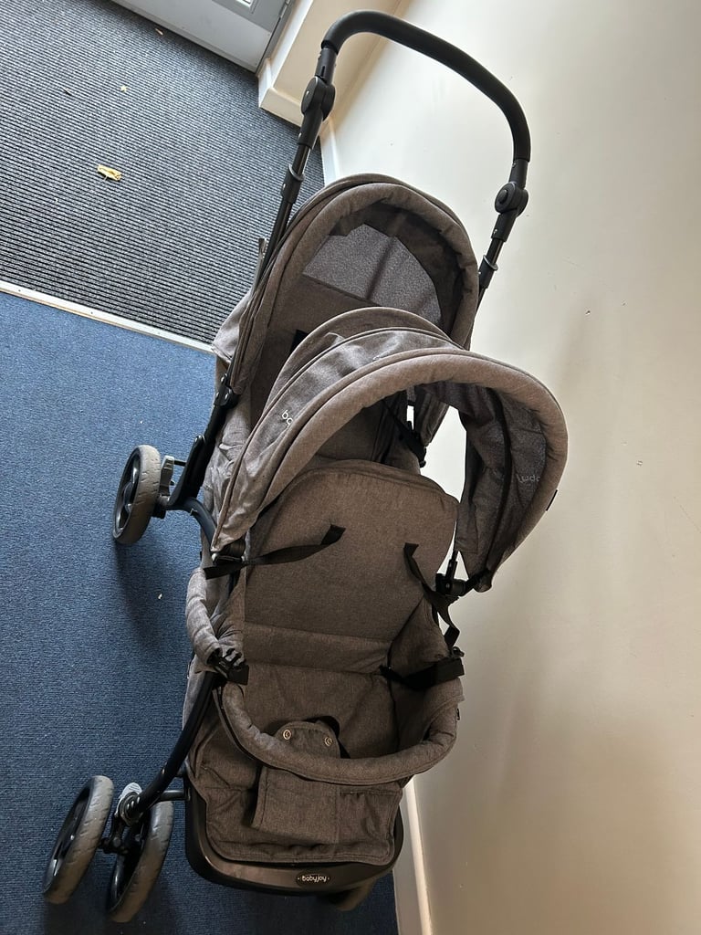 BABY JOY Double Baby Stroller with Adjustable Backrest and Safety Features