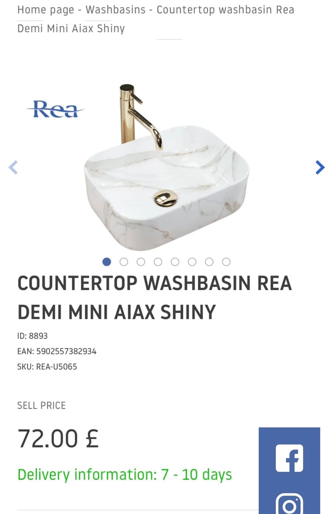 Countertop Basin Rea Kelly Mini Aiax Shiny