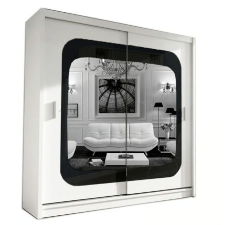 Brand New - Chelsea Mirror Sliding Door Wardrobe - Black/White- SAME/NEXT DAY DELIVERY