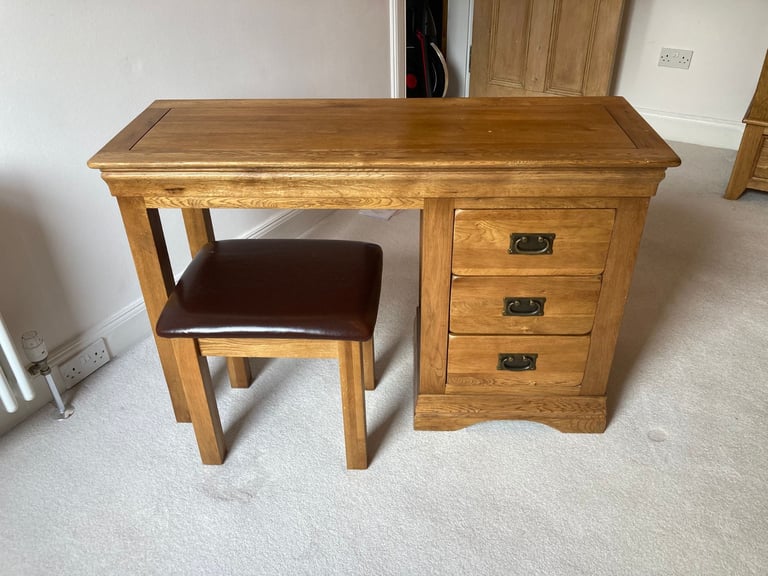 SALE - Solid Oak Dressing Table with Stool