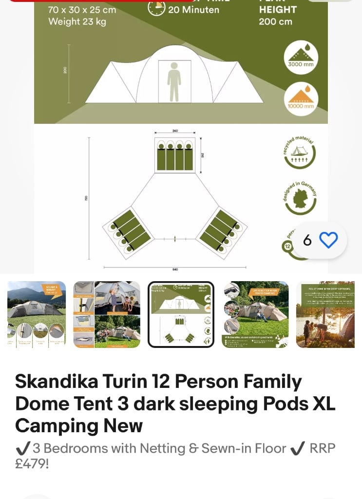 Skandika Turin 12 man dome tent