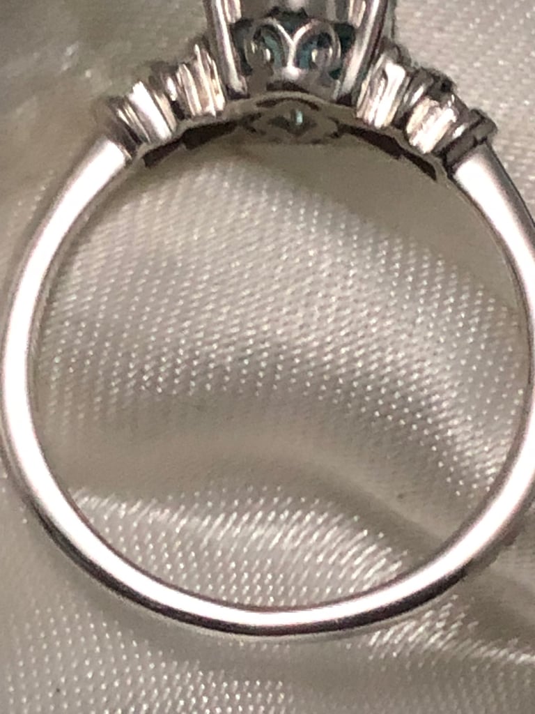 9X7 Blue Zircon Diamond Ring Size N Q V Sterling Silver 925 Platinum Overlay NEW 