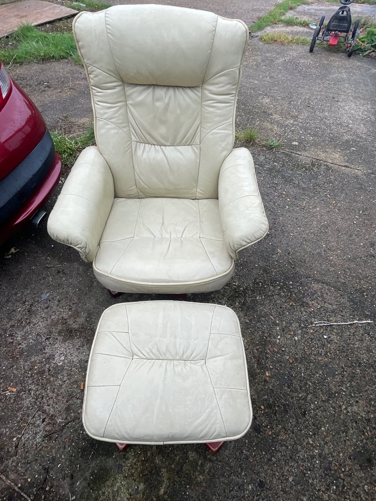 image for Global alliance leather recliner chair with footstool 