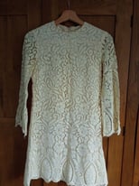 Vintage 1960's Cream lacy mini dress size 8-10