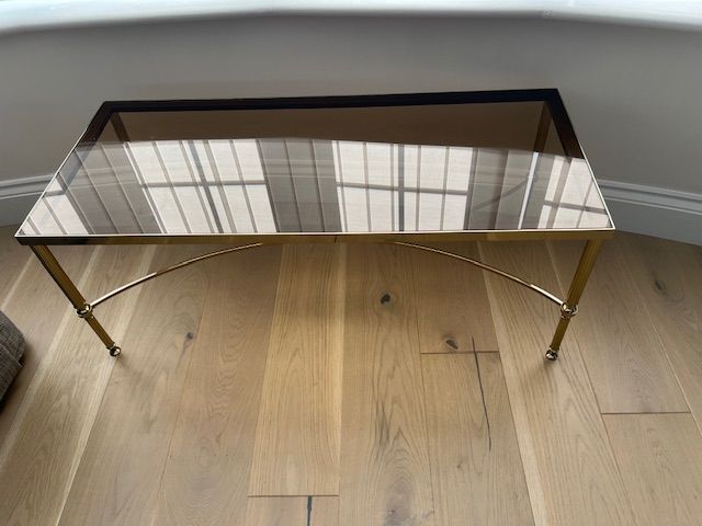image for Glass Top Coffee Table with Brass Frame