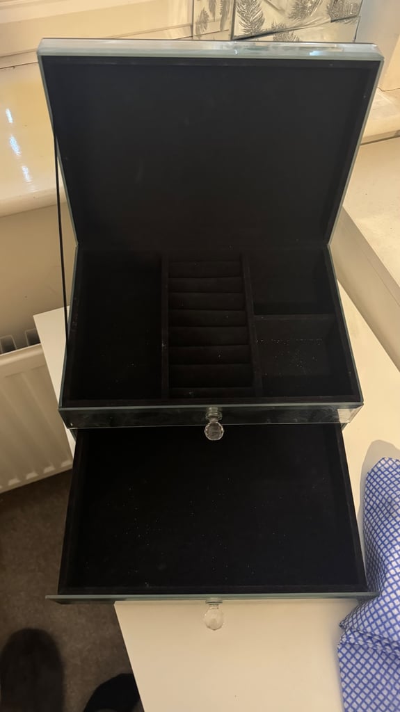 Mirrored feather jewellery box