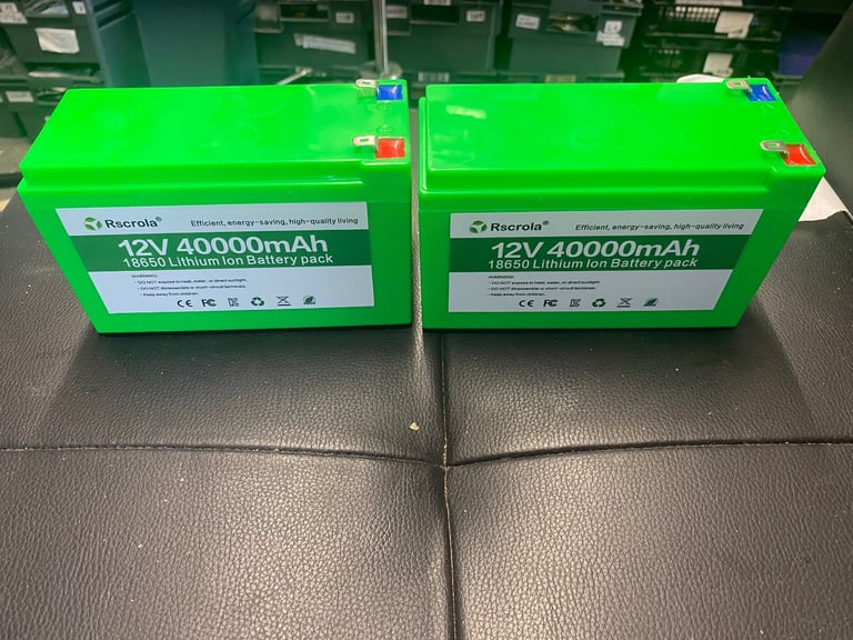 Two 12v 40ah boot scooter battery’s with charger