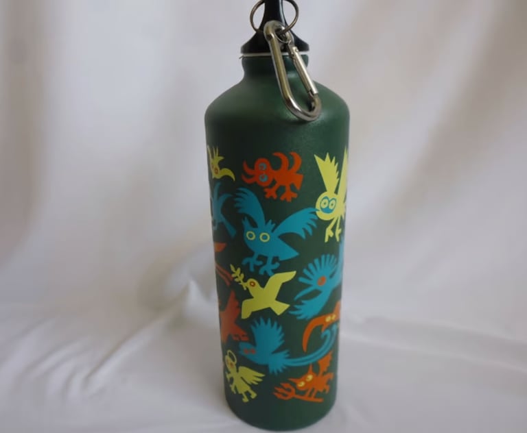 Job Lot 5 x LAKEN Aluminium Water Bottle Green Junior Monsters K73-VR 1 Litre