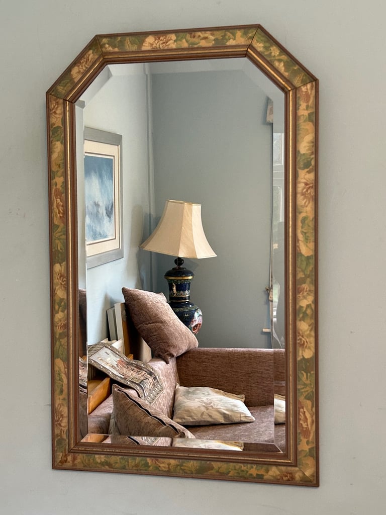 image for Vintage Floral Framed Bevelled Mirror H32in/81cm W20.5in/52cm Good condition  D244