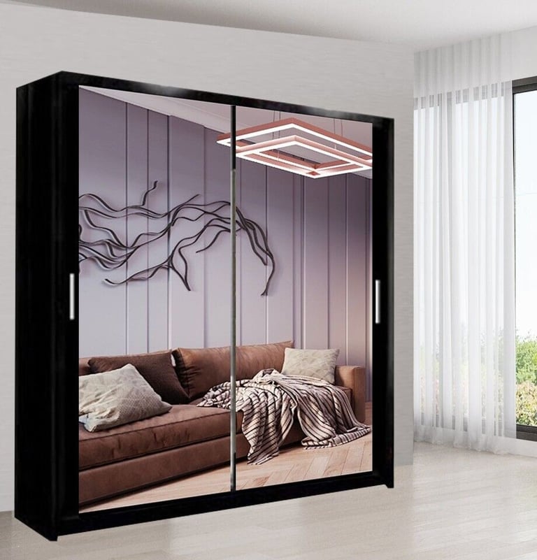 Double Mirror Sliding Door Chicago Wardrobe Bedroom 6 Colors and 6