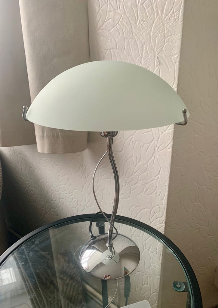 image for Rare Vintage Retro Chrome Squiggle Wiggle Mushroom Table Lamp Glass Dome Space Age