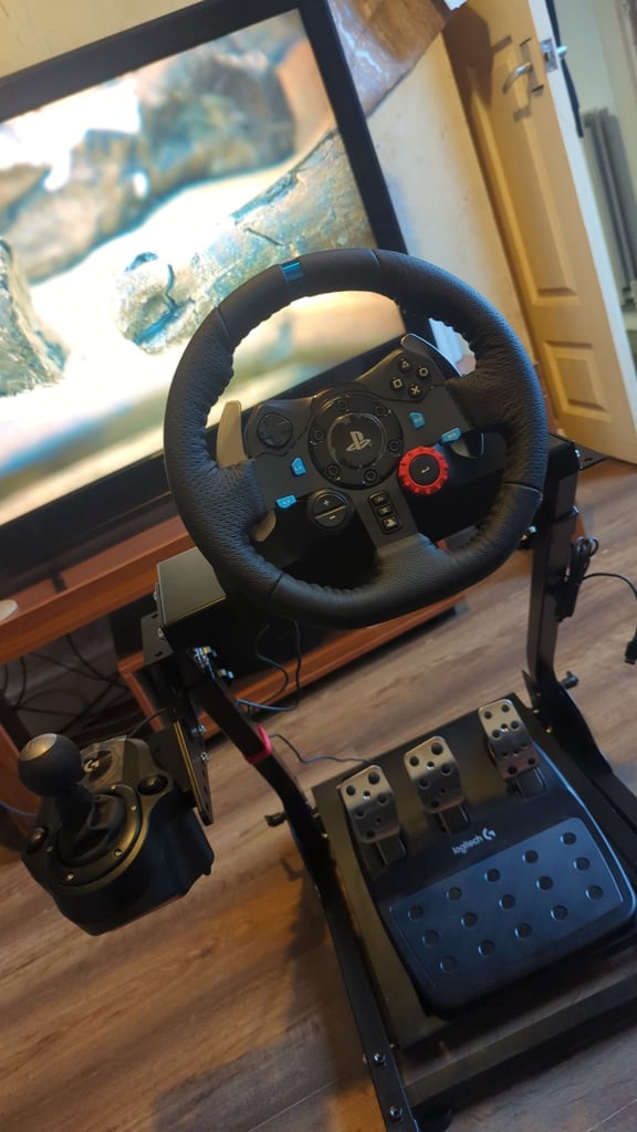 image for Logitech g29 racing wheel with pedals gear stick and folding frame practically brand new 