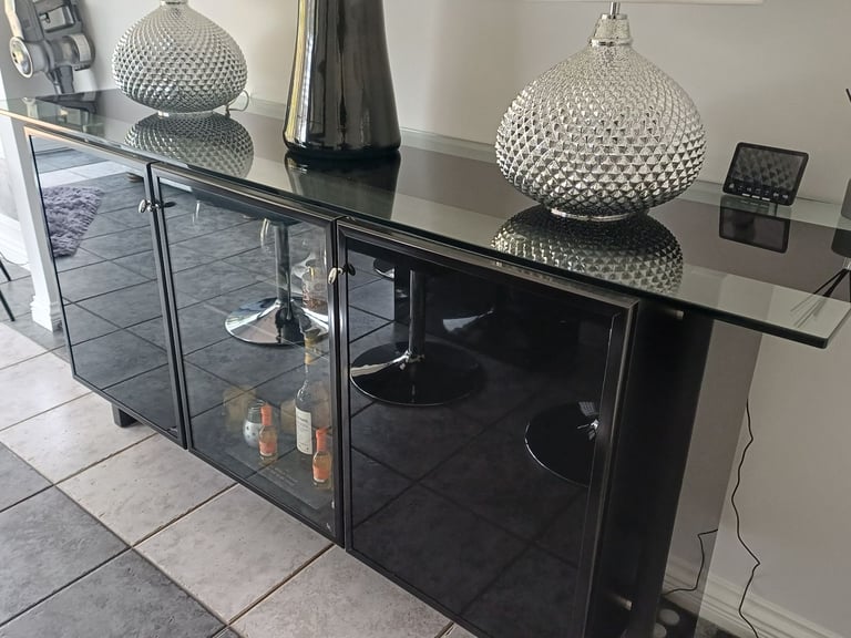 Dining room table chairs and display sideboard