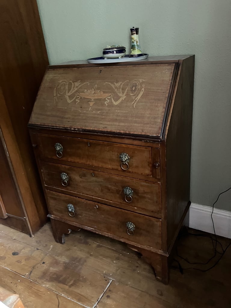 Vintage Small Edwardian inlaid bureau 