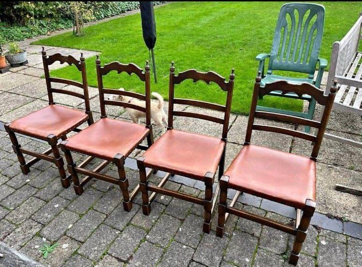 Wooden dining table with 4 solid chairs for £95