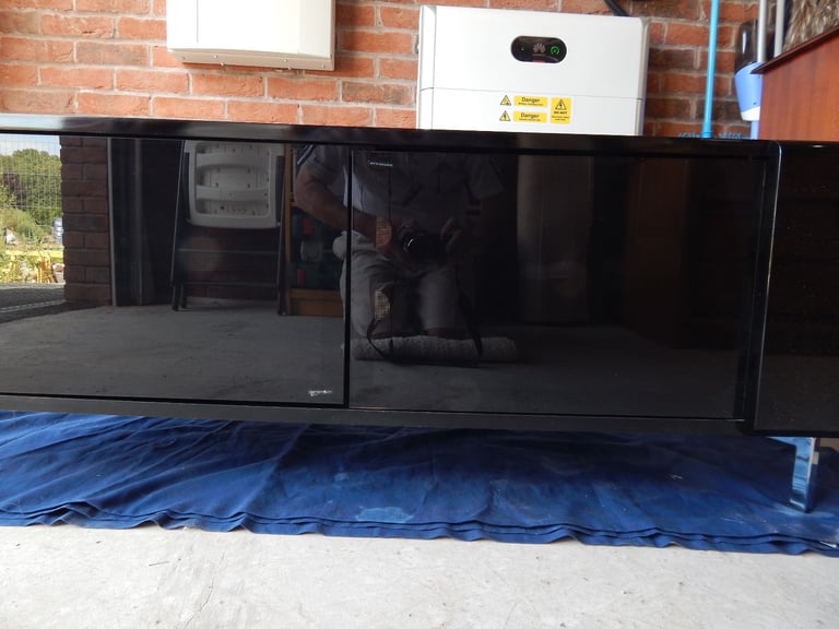 image for Corvus black gloss corner TV stand