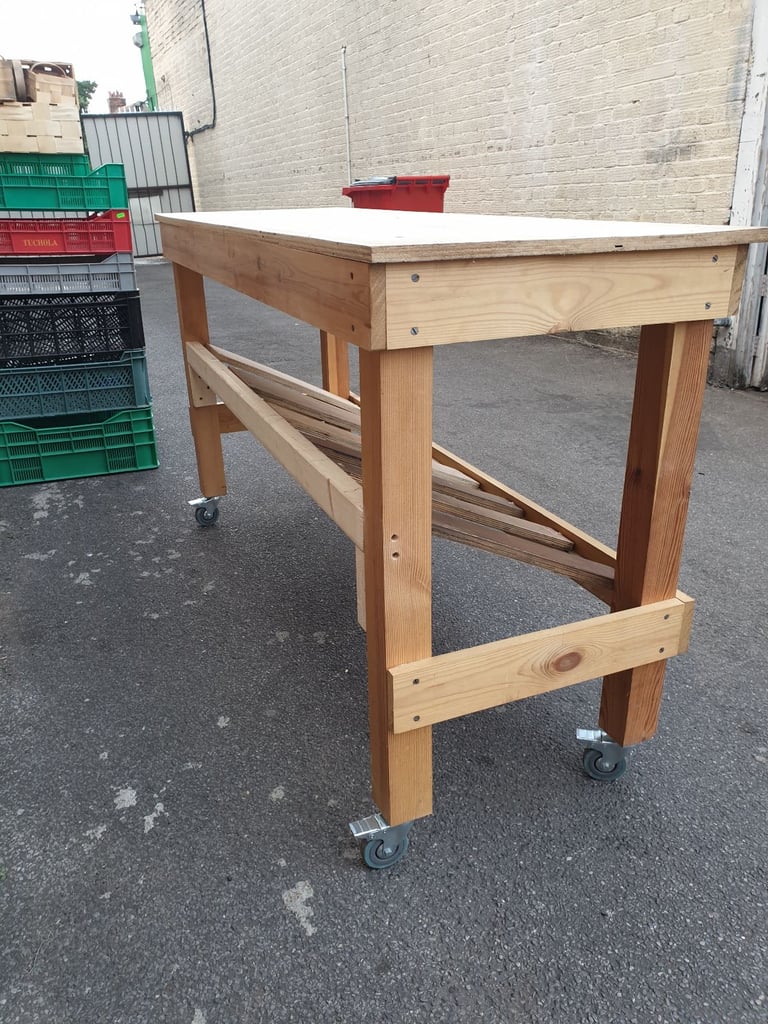 Shop Market Wooden Workbench Fruit Vegetables Trolley Display Unit Counter Top bar CARBOOT STAND