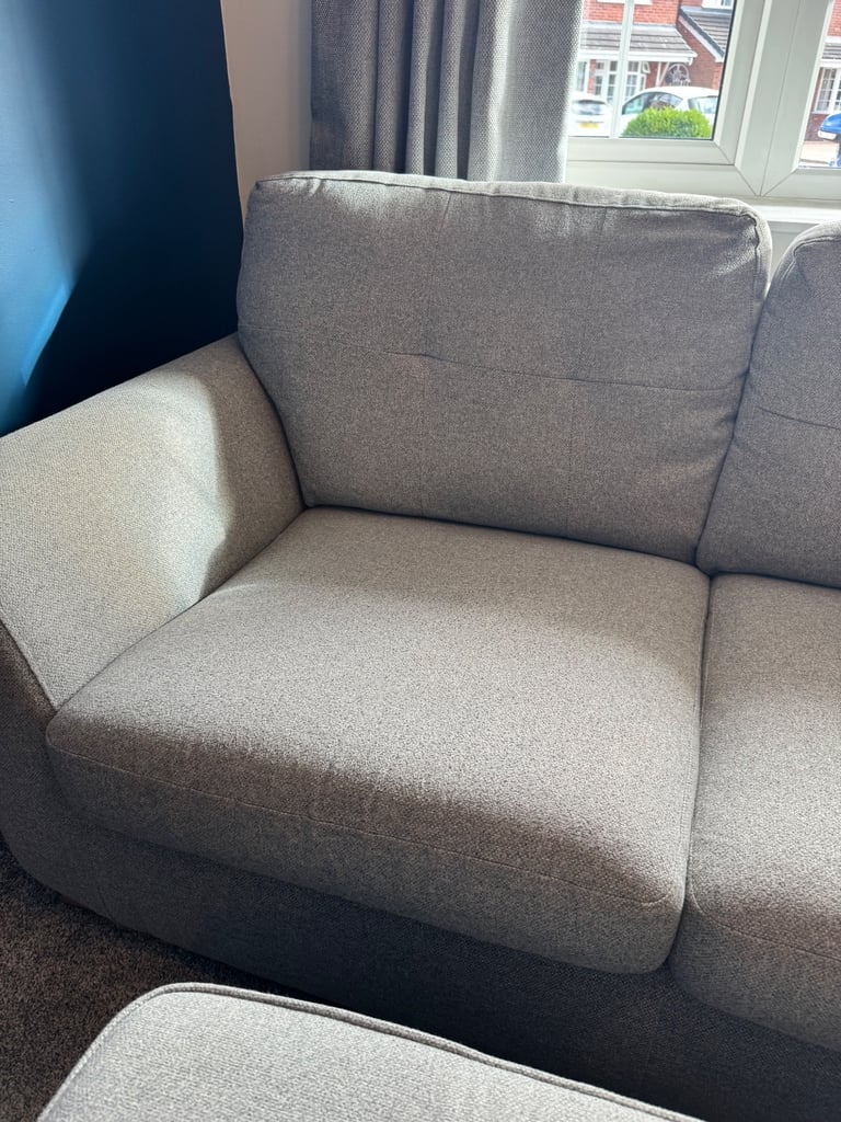 DFS Grey Sofa, Armchair and Footstool 