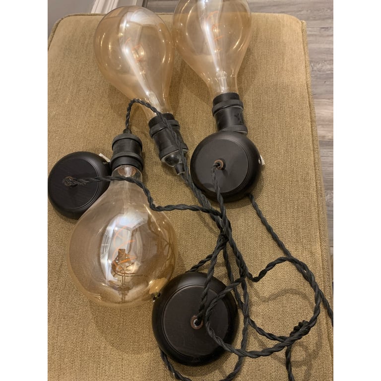 image for Vintage Edison filament light bulbs and pendant wire 