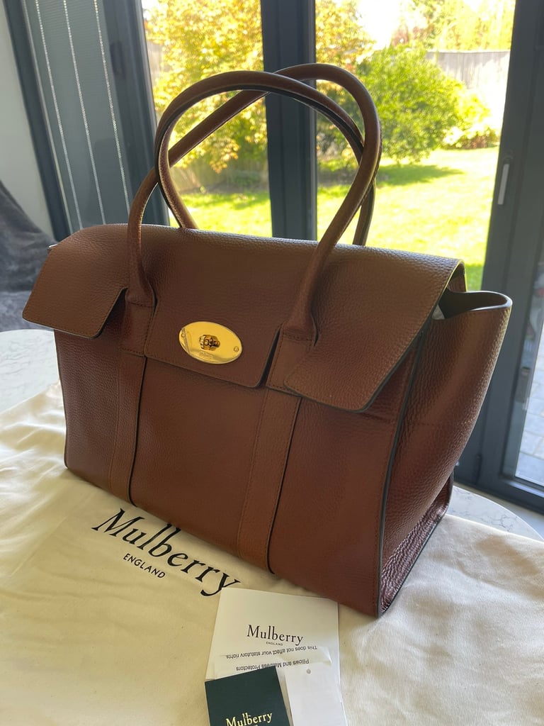 Mulberry Bayswater oak grain veg tan handbag with gold hardware