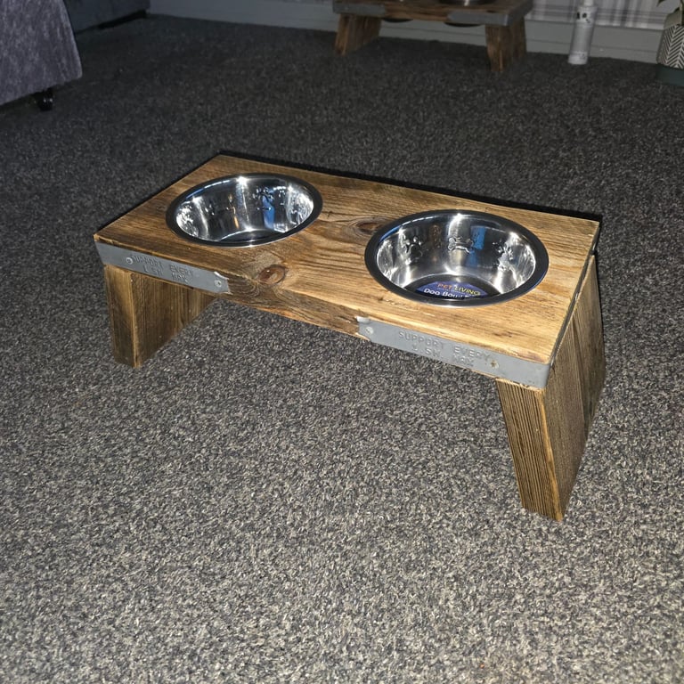 image for Rustic dog bowl stand