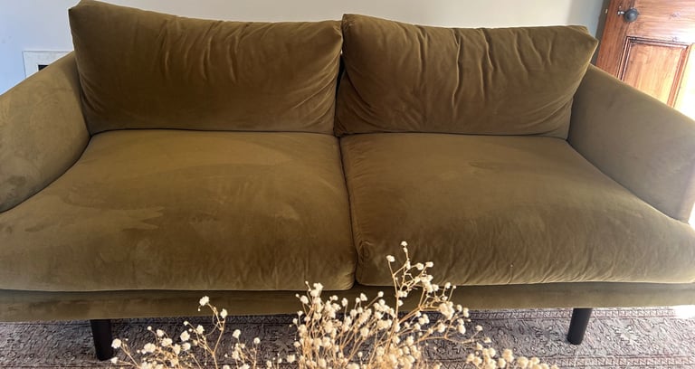 Dark green velvet sofa 