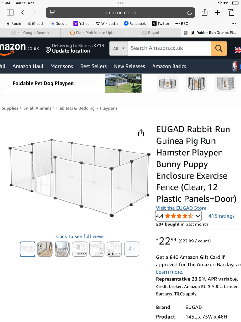 image for Eugad modular rabbit /small pet playpen
