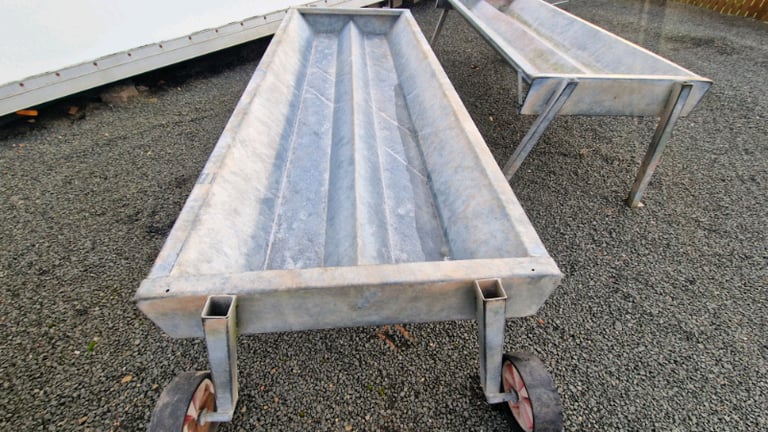 Choice of two 8ft galvanised double cattle feeding trough farm tractor