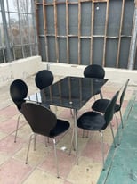 image for Black Kitchen Table and 6 Black Chairs