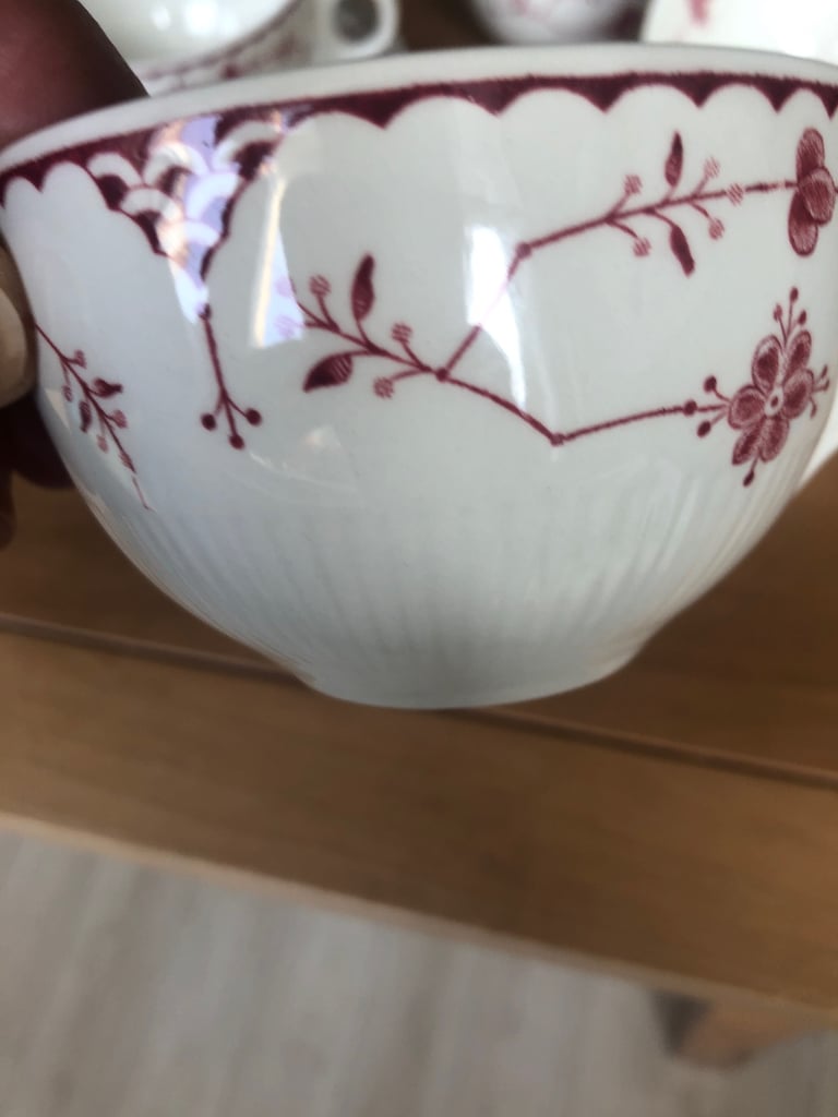 PINK DENMARK  6 CUPS AND SAUCWRS 