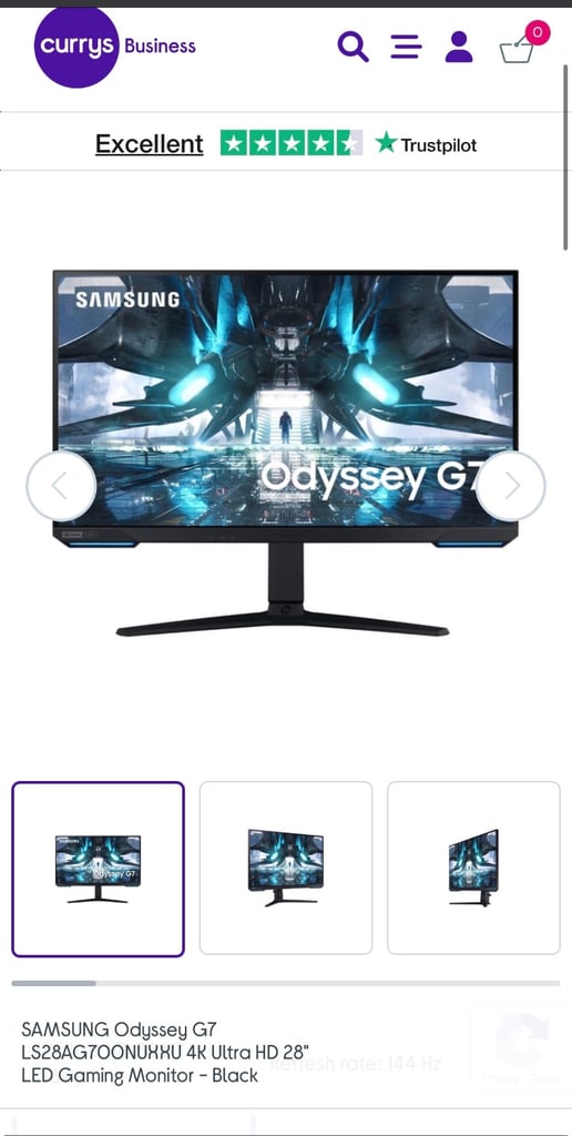 Samsung Odyssey G7 28 Inch 4K 144Hz gaming monitor 