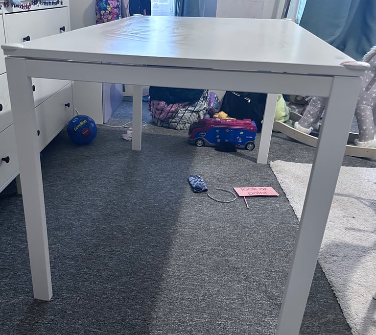 White Table with 2 Stackable Chairs – Sturdy & Easy to Clean