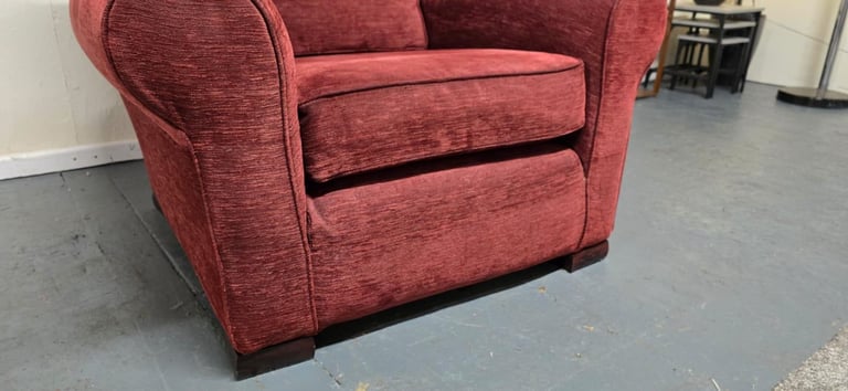 Multiyork®️ Imogen Duck Feather Interlined Wine Red Fabric Loose Cover Armchair Excellent Condition