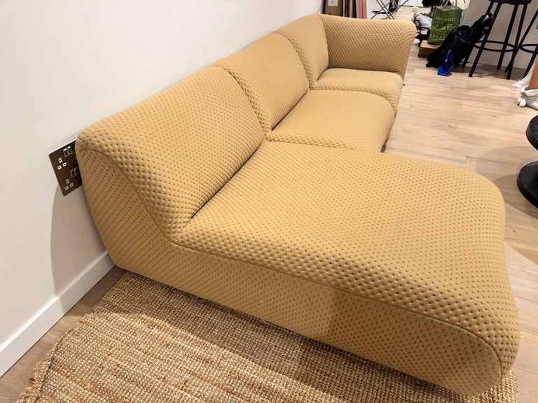 Designer King Living Sofa (L-Shape, Beige, Perfect Condition)