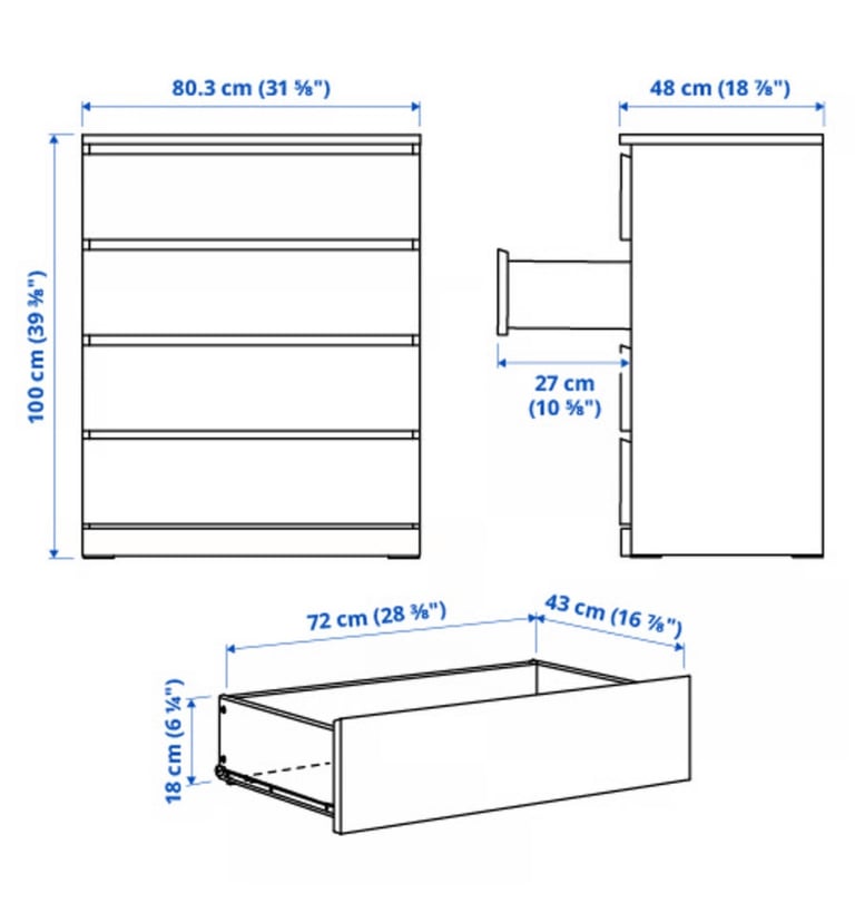 IKEA Malm 4 Drawers