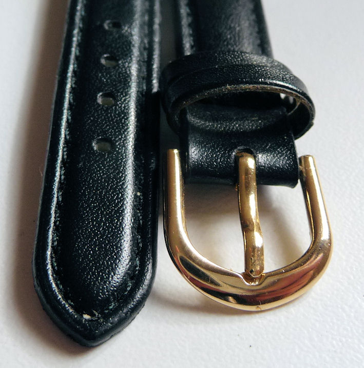 NEW LEATHER WATCH STRAP - BLACK - 13mm LINK WIDTH - LINK SPRINGS PROVIDED