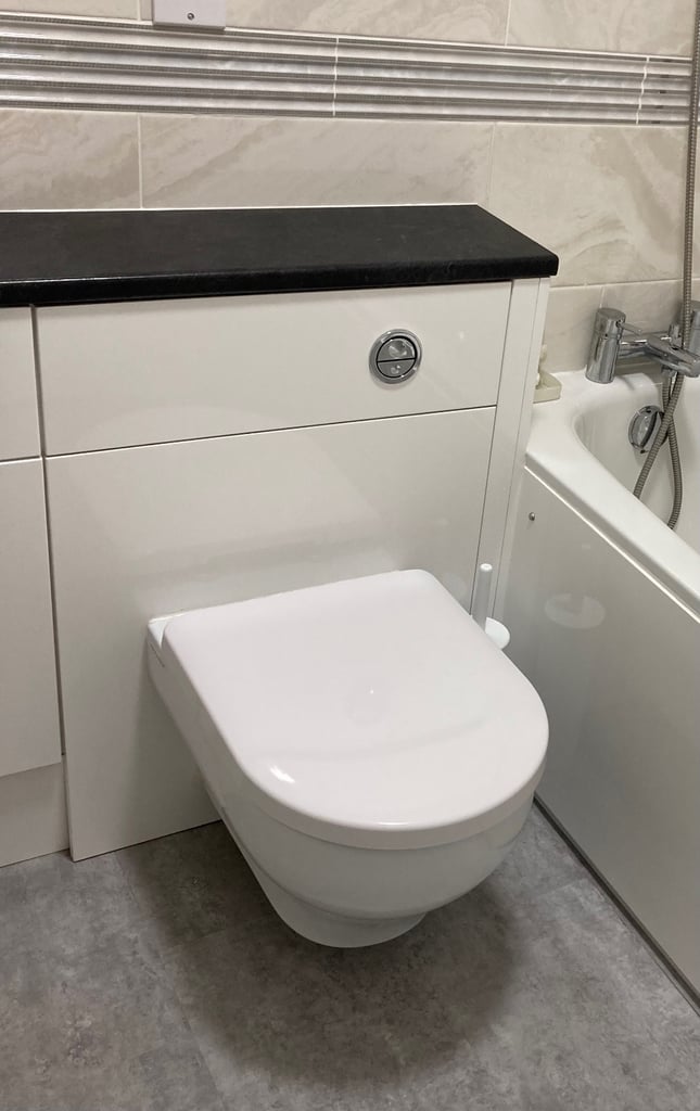 WC, wash hand basin with tap, and unit