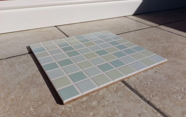 NEW Blue square mosaic bathroom ceramic tiles - pack of 7