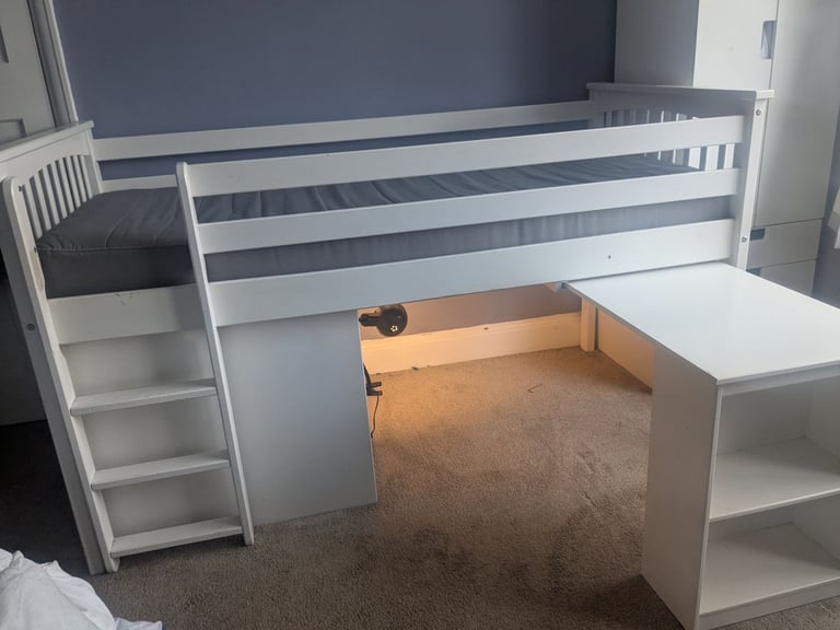 White cabin bed with storage 
