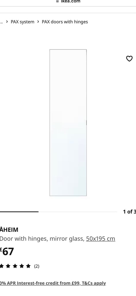 RRP £209 IKEA PAX NARROW 100 x 201 x 35 + 2 X NEW AHEIM MIRROR DOORS 