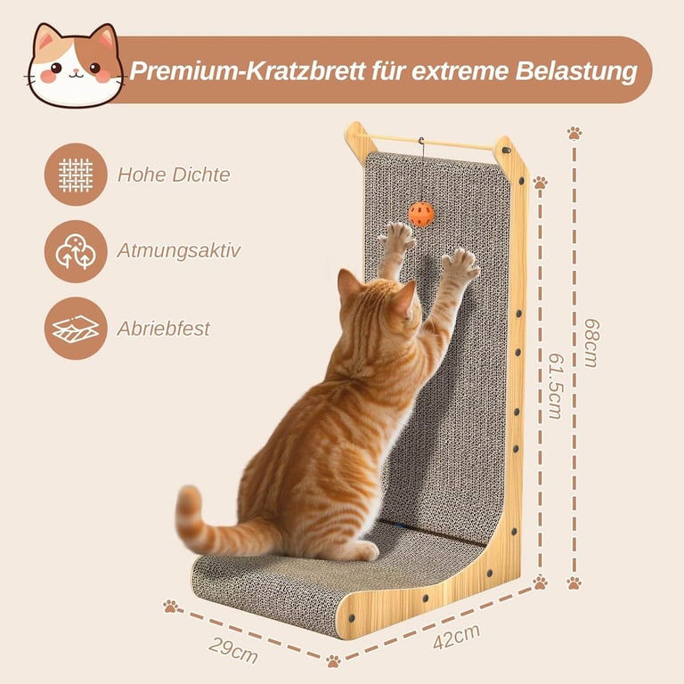 image for new in packaging - L shaped / multi-position cardboard cat scratcher