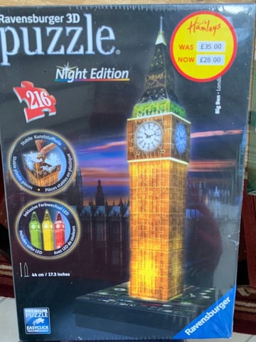 Ravensburger - 3D Puzzle - Big Ben with Working Clock 216 Piece Jigsaw  Puzzle 