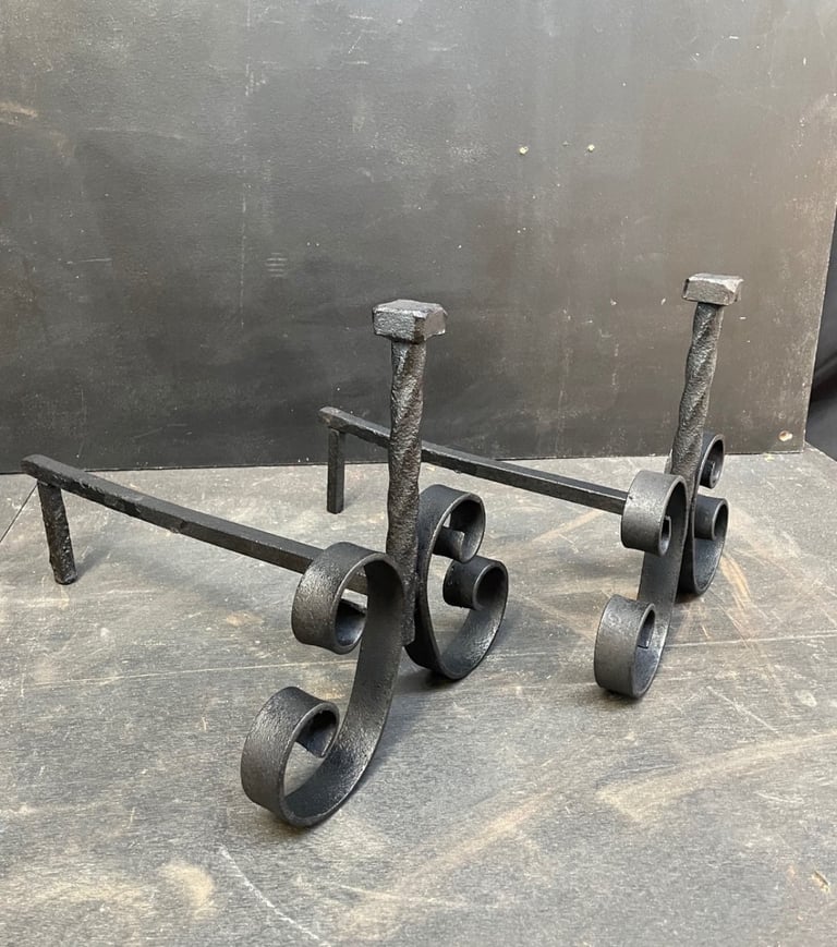 Pair of Barley Twist Iron Fire Dogs, Only £15