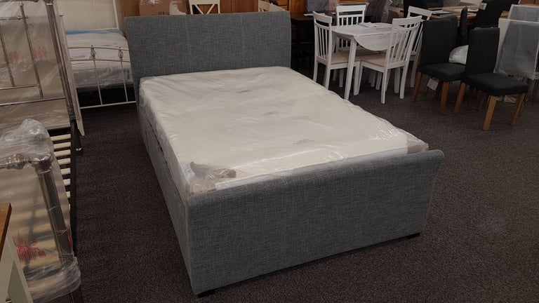 image for Julian Bowen Capri Grey Double Fabric Storage Bed Frame (Bed Only) Can Deliver