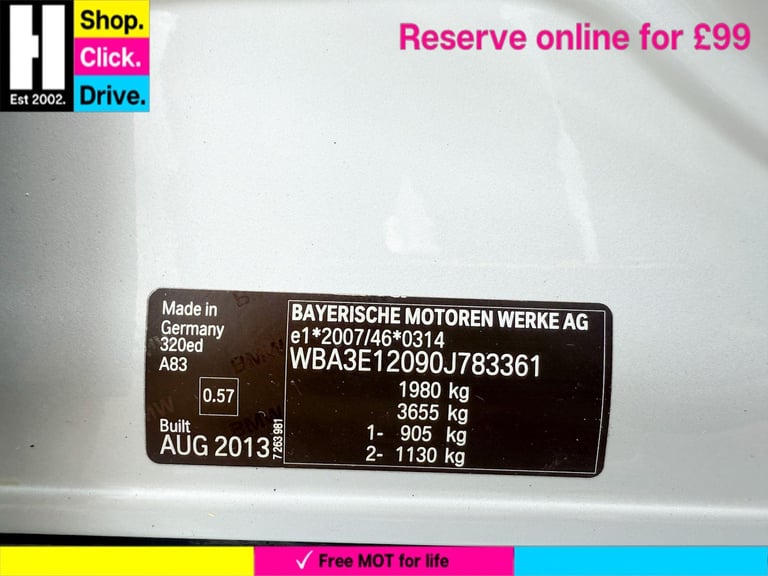 2013 BMW 3 Series 2.0 320d ED EfficientDynamics Auto Euro 5 (s/s) 4dr SALOON Diesel Automatic