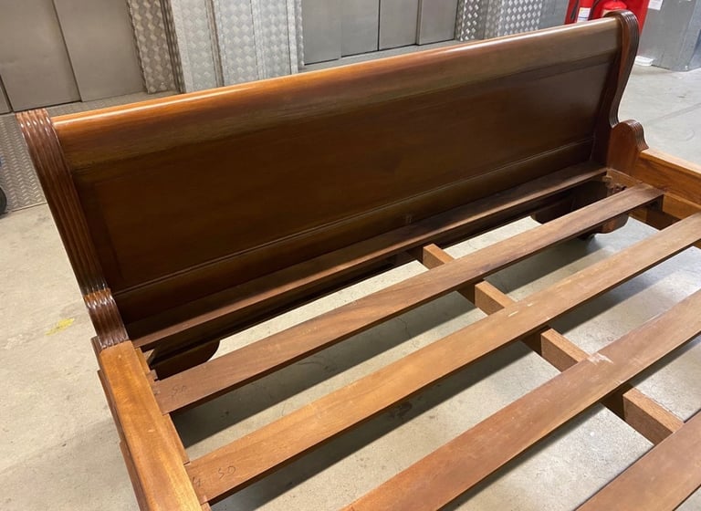 Solid Teak King Size Sleigh Bed